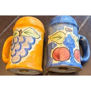 Guyroc blue orange salt pepper shakers mug cherry grapes set team kitchen food